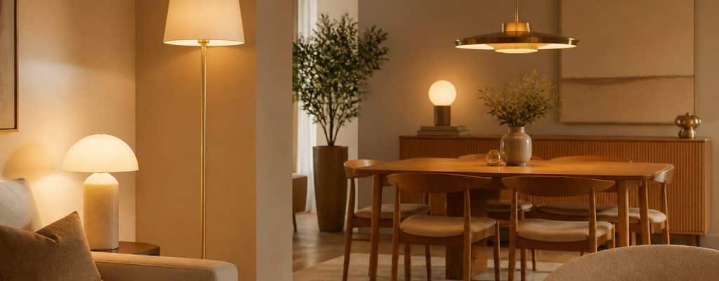 Ambiance luminaires design dans un salon