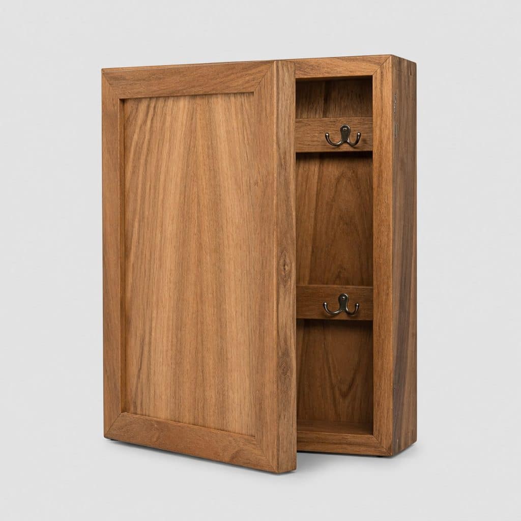 Boîte à clés en bois naturel dans une entrée