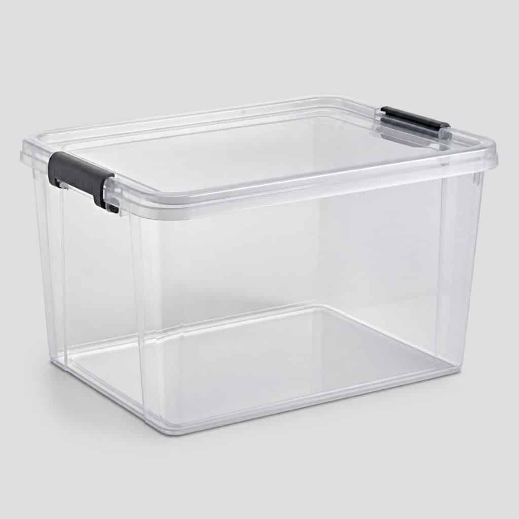 Boîte de rangement en plastique avec couvercle clipsable