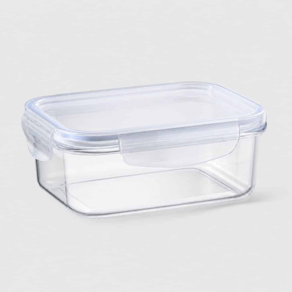 Boîte en plastique alimentaire translucide avec couvercle