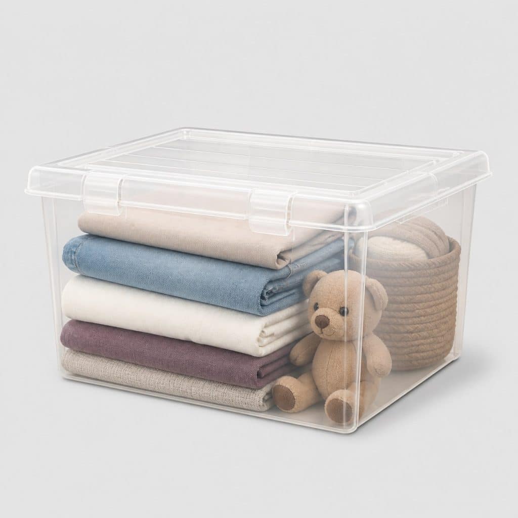 Boîte en plastique transparente avec couvercle clair