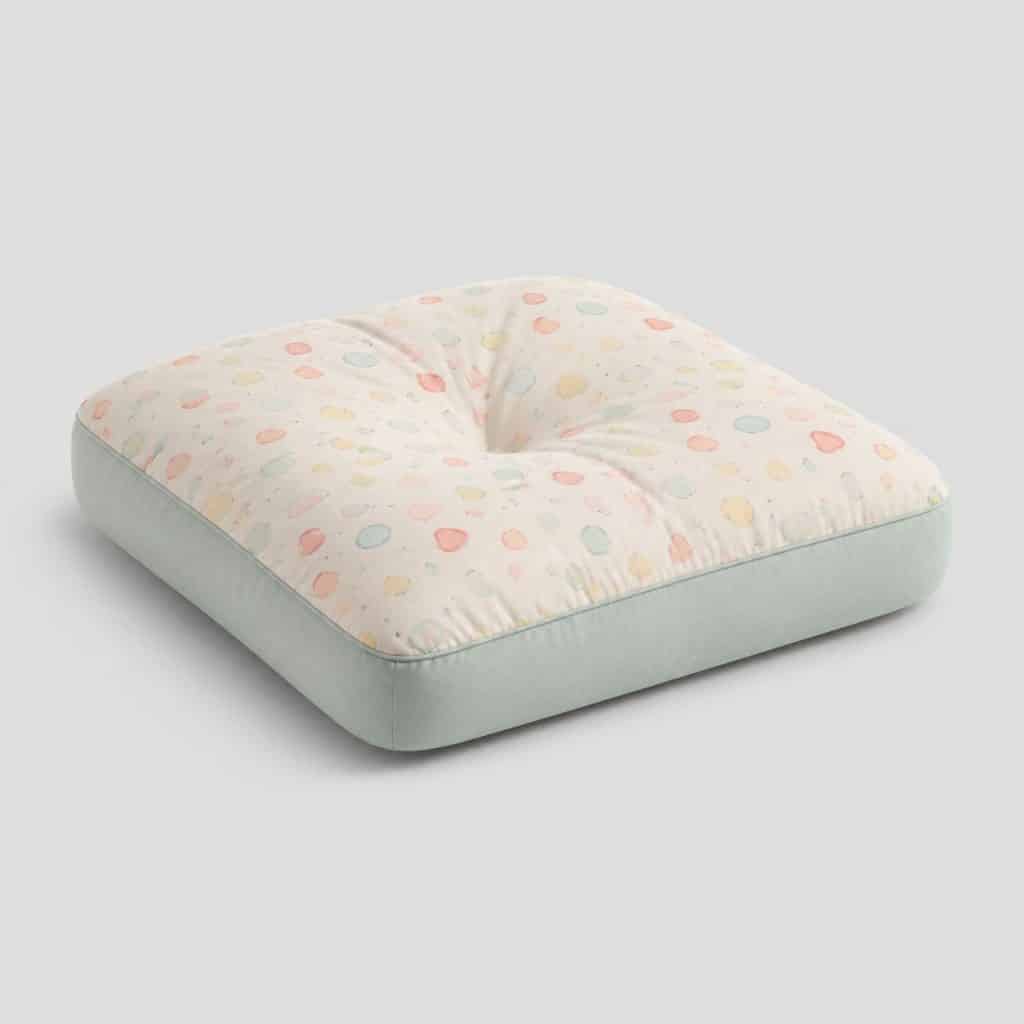 Coussin de sol enfant aux tons pastel dans une chambre