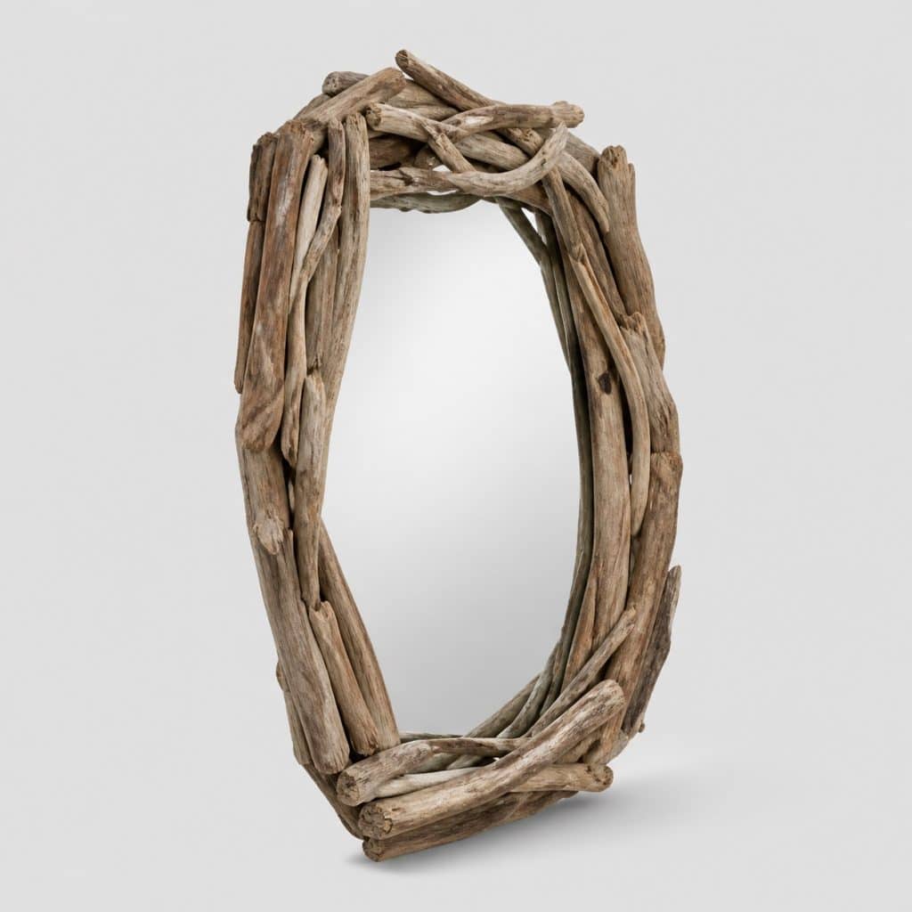 Grand miroir en bois flotté aux formes irrégulières