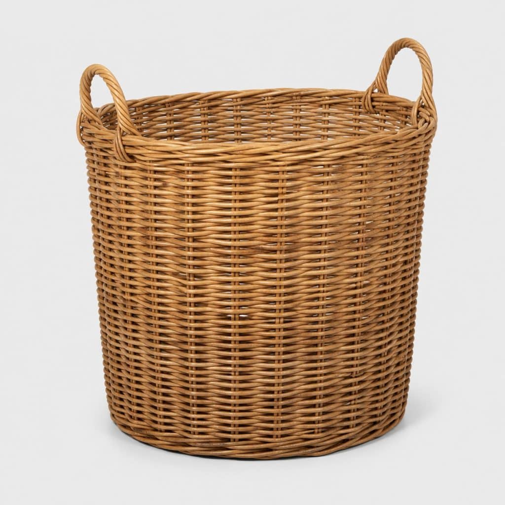 Grand panier en osier tressé à deux anses