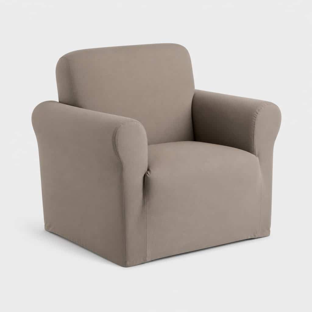 Housse unie taupe sur fauteuil standard