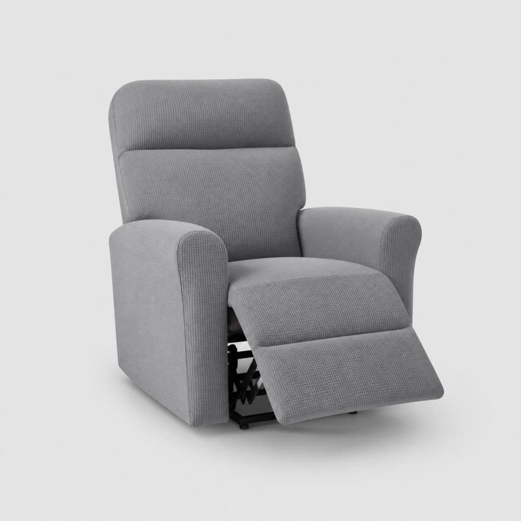 Housse grise multi-panneaux sur fauteuil relax inclinable