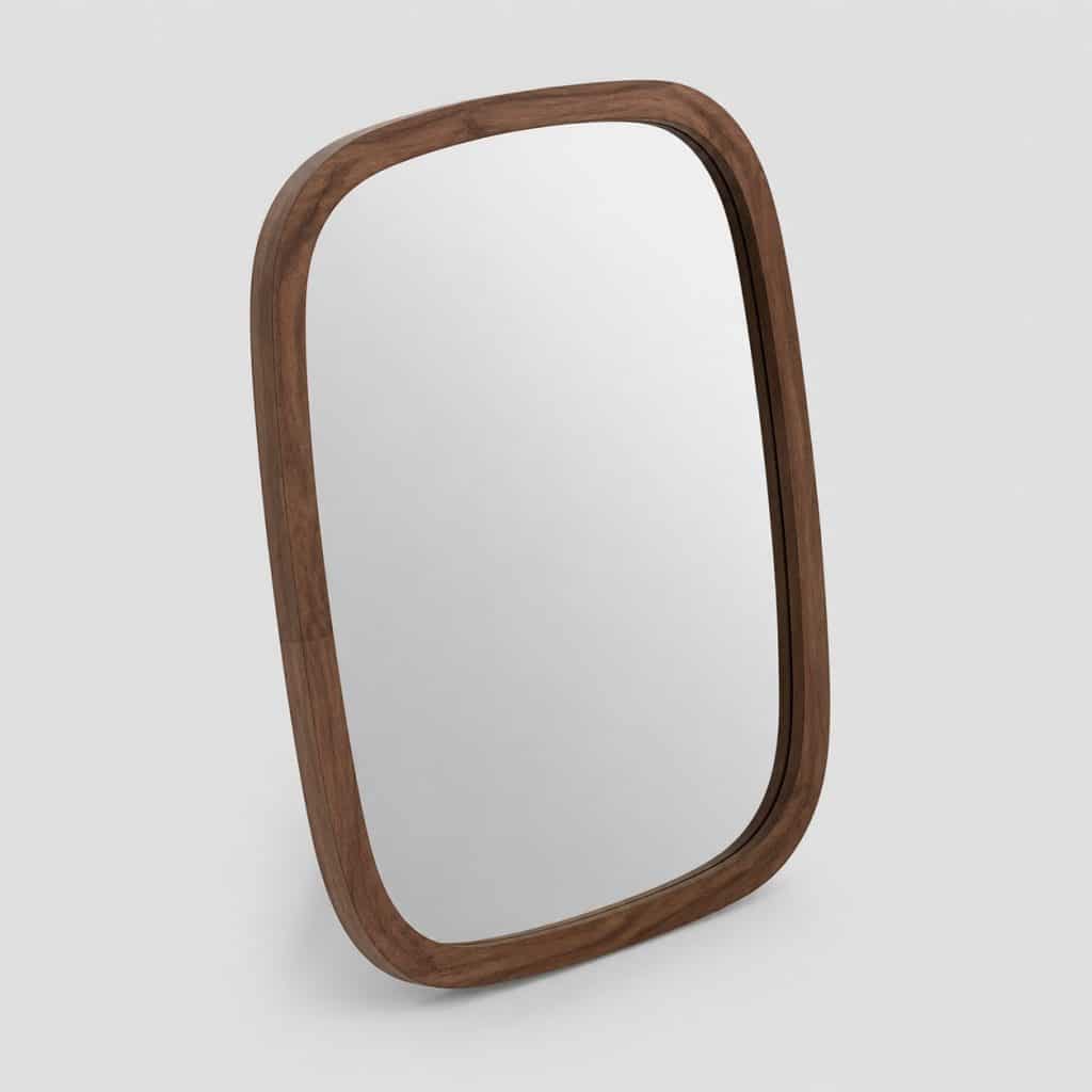 Miroir en bois noyer au veinage chaud