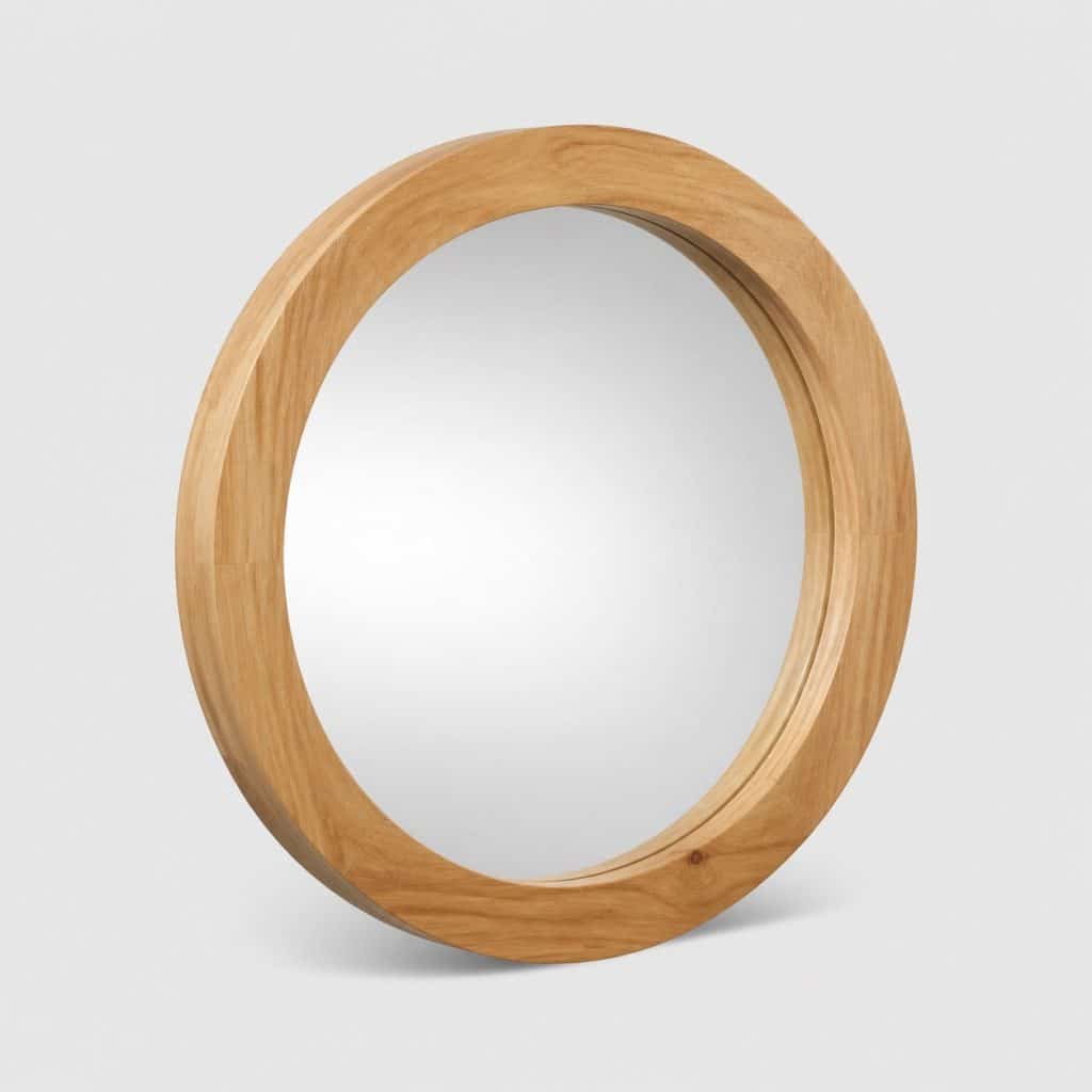 Miroir en bois rond au cerclage naturel