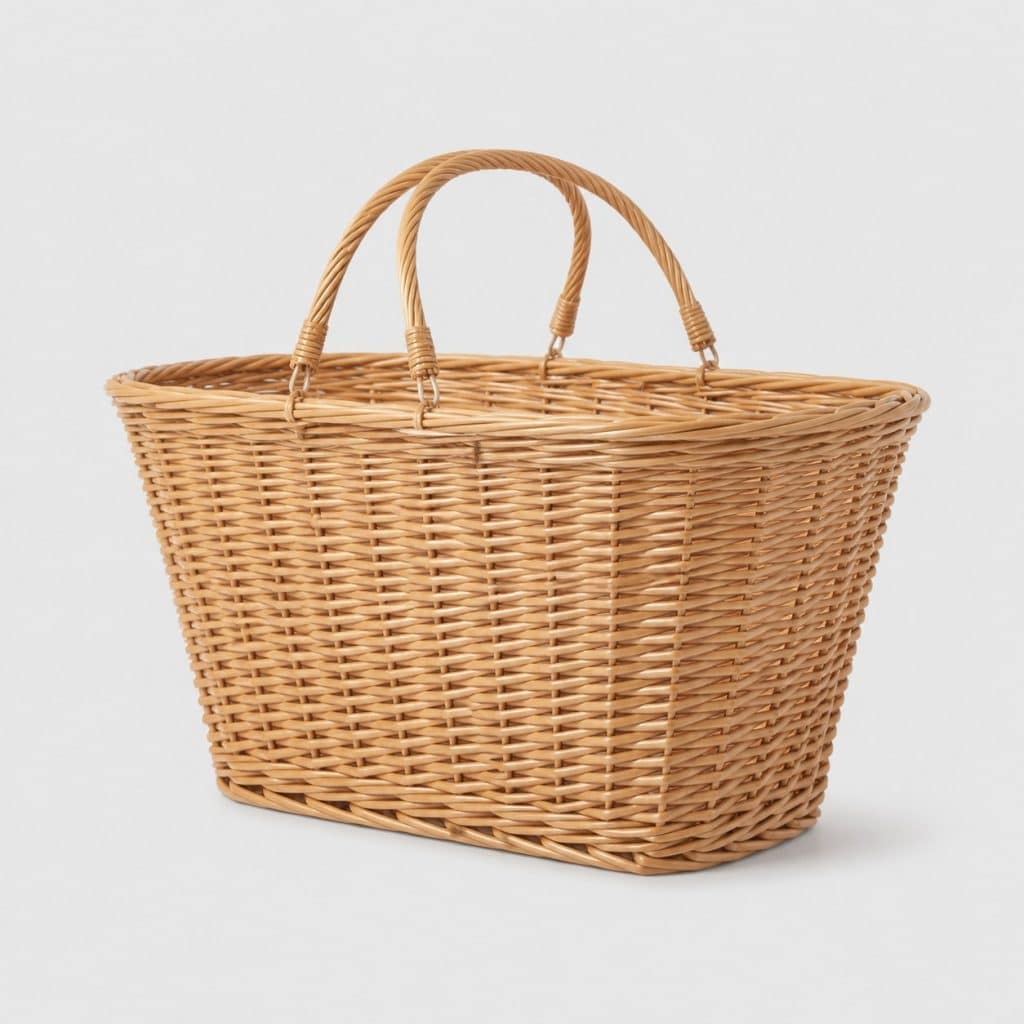 Panier en osier pour la plage à poignées pliantes