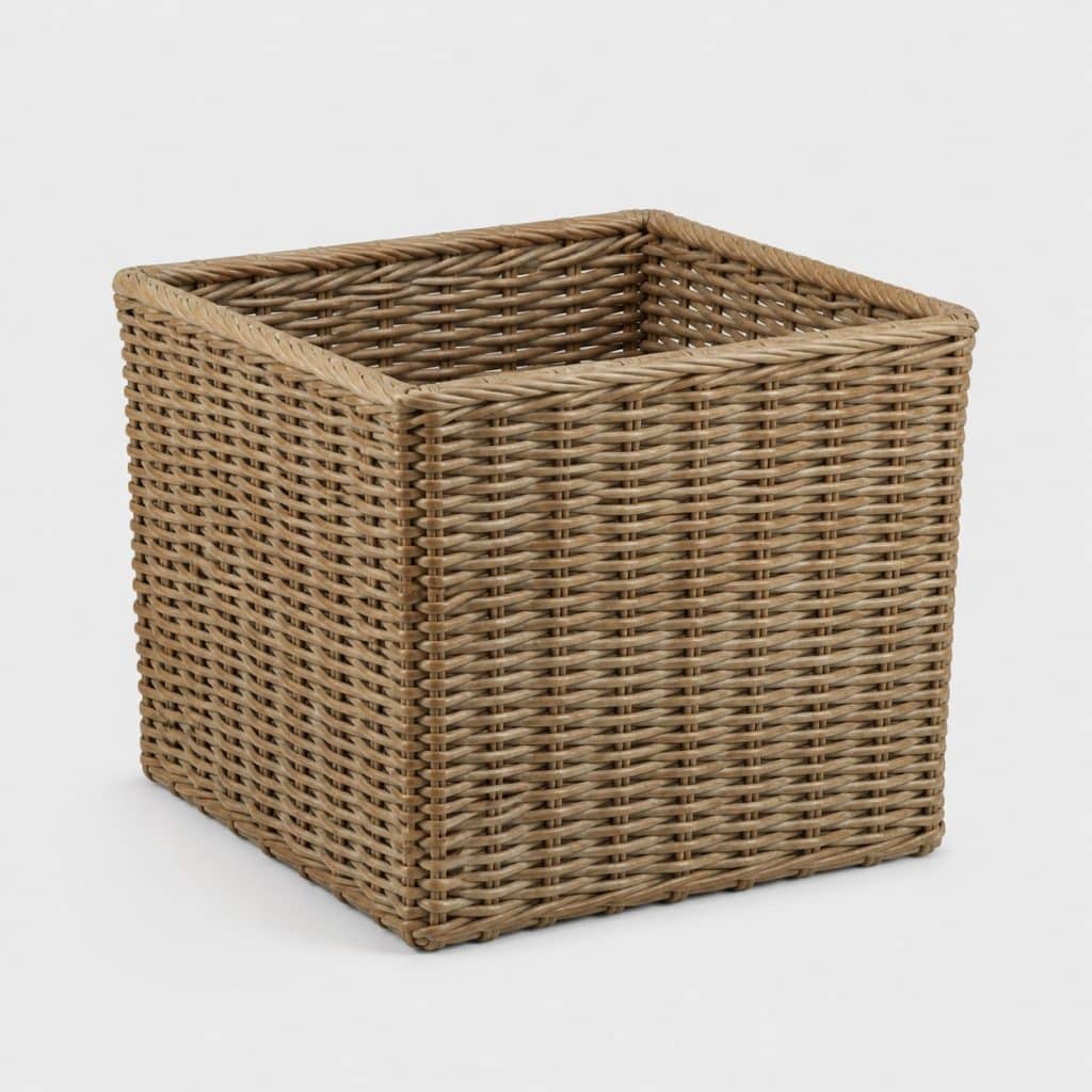 Panier en osier carré à angles francs