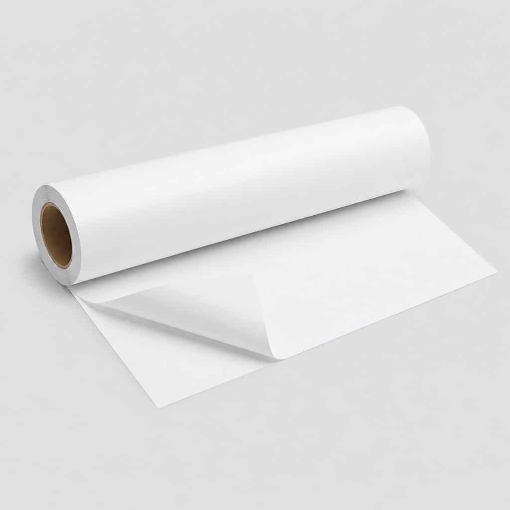 Rouleau de papier adhésif blanc uni mat déroulé