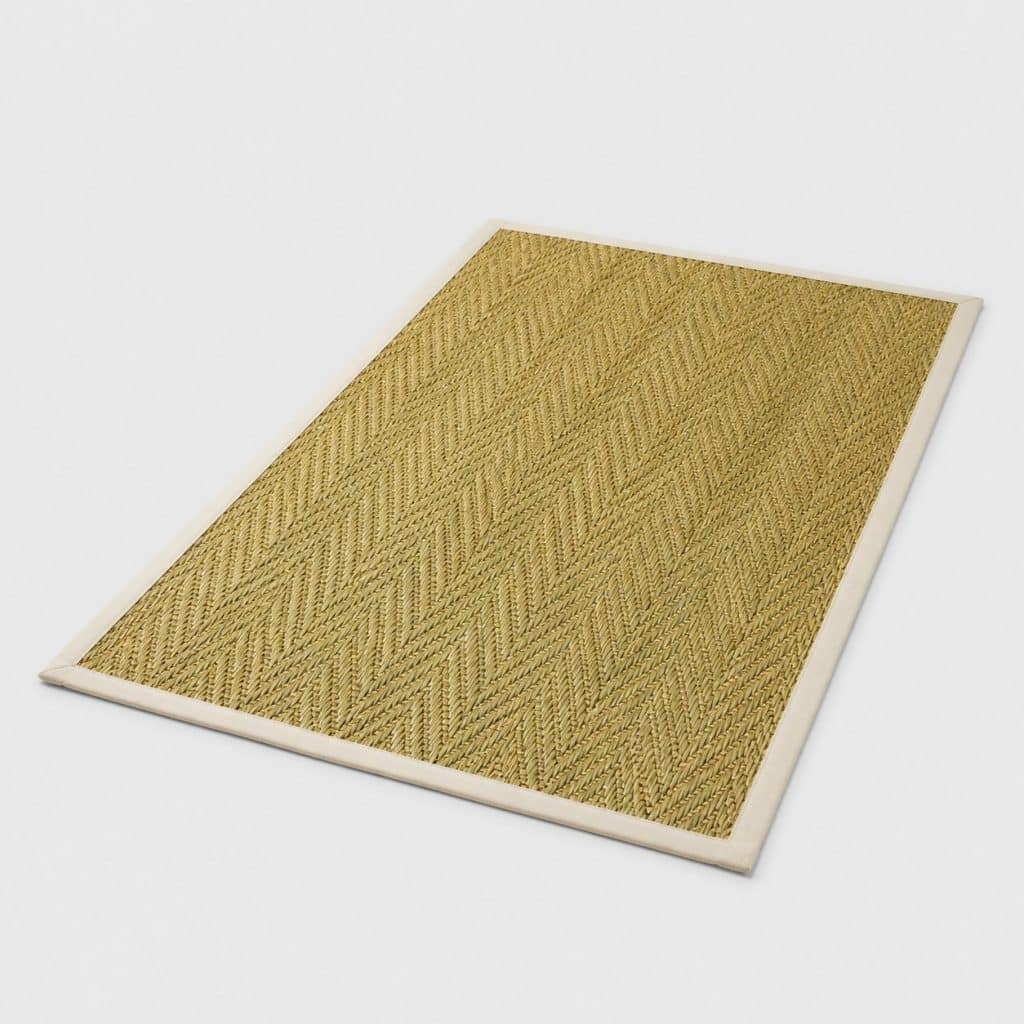 Tapis en jonc de mer naturel tissé en chevrons